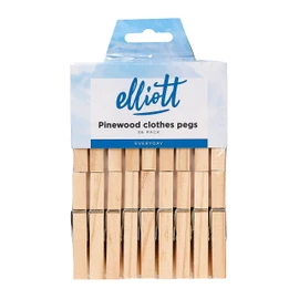 Elliott Traditional Pinewood Clothes Pegs with Contoured Design to Prevent Marking Clothes and Metal Coil Spring for Firm Grip, This Pack Include 36 Pegs Ideal For Outdoor and Indoor Use