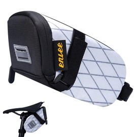 ENLEE Bike Saddle Bag Waterproof Bike Seat Bag Reflective Bicycle Storage Pouch Under Seat for Road Mountain Foldable Bikes Large White