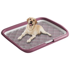 Puppy Dog Toilet, Reusable Potty Training Pad with Protective Wall & Mesh Grid, Easy to Clean** (Pink, Extra Large)