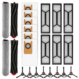 (24 Stück) Omni S1 Pro Ersatzteile kompatibel mit Eufy Omni S1 Pro Saugroboter, 2 Gummiwalzenbürsten, 2 Walzenwischer, 8 Seitenbürsten, 6 Staubbeutel, 6 HEPA-Filter, Zubehör-Kit