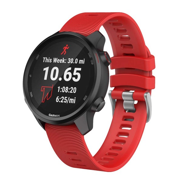 ISABAKE Watch Band for Garmin Forerunner 245/245 Music/Forerunner 645/645 Music,Compatible with Garmin Vivoactive 3 /Venu Sq/Vivomove HR，20mm Soft Silicone Replacement Wristbands (Red)