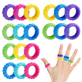18pcs Children's Toy Ring, 6 Types Children's Decompression Toy Spiky Fidget Rings Sensory Finger Rings Texture & Calming Autism Toys Stretchy for Stress Relief Silent Anxiety Kids