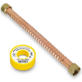 CMI Inc - 12 Inch Flexible Corrugated Copper with 3/4" Female Iron Pipe x 3/4" Female Iron Pipe Thread, Hot Water Heater Connector, For Water Softener, Tankless Water Heaters & Water Pipe Fittings