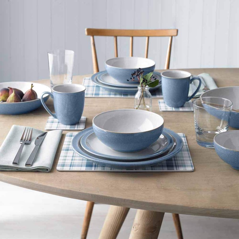 Denby 381048904 Elements 4 Piece Medium Plate Set, Blue