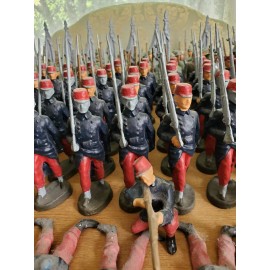 Alte Deutsche Spielfiguren Unfinished 10.5cm 1914 French Infantry lead Toy Soldiers Dan Bohline