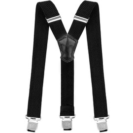 Decalen Mens Braces Very Strong Clips Heavy Duty Suspenders One Size Fits All Men and Women Adjustable and Elastic (Y Style, Black)