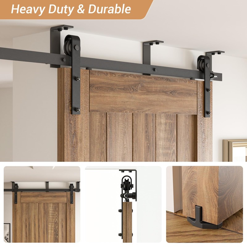 CCJH 7FT Ceiling Mount Bracket Sliding Barn Door Hardware Kit