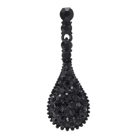 Art Deco Prom Party Dress Black Rhinestone Cluster Teardrop Large Dangle Black Statement Earrings(CA)