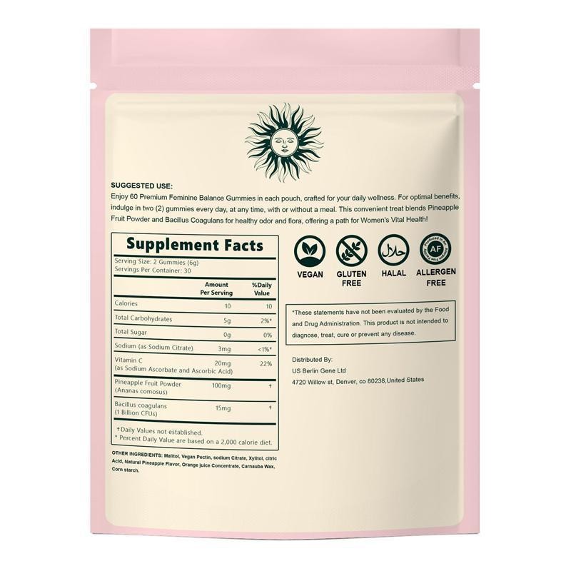 Feminine Balance Gummies – Hawaiian Pineapple (New and Improved Packaging):_60