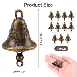 11Pcs Craft Bells Vintage Brass Hanging Bell Small Jingle Bells for Home Decoration Wind Chimes for Christmas Decorative DIY Crafts Ornaments