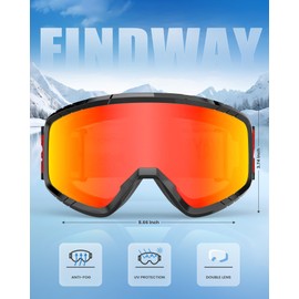 Findway Ski Goggles, Skiing Goggles For Snowboard Jet Snow, For Women Men Youth Teen OTG Over Helmet Compatible, Anti-fog 100% UV Protection, Anti-glare Ski Goggles