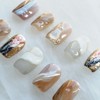 GLORS Short Nail Tips, Brown & White Marble Pattern with