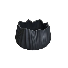 Tulip Shaped Ceramic Modern Floral Vase Plant Pot - Round Black Flower Pot 8" Wide x 6" High