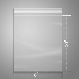 100 Pcs -8" x 10" Clear Plastic Cellophane Bags-Resealable Self Sealing Cello Bags for Artwork Cards & Envelopes, Photo, Prints, Candies