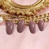 Medium Length Glossy Oval Fake Nails Light Purple Grey Press