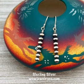 Way Out West Jewelry 4mm Sterling Silver Oxidized Pearl Earrings, Southwest Silver beads, Western