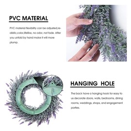 COLORSPEC Lavender Wreath for Front Door,49 cm/18 inch Artificial Spring Summer Wreath Valentine Wreath, All Season UV Protection Outdoor Farmhouse Wreath For Wedding Party Home Wall,Fireplace