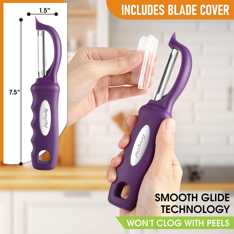 Spring Chef Premium Swivel Vegetable Peeler, Soft Grip Handle and