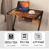 MMEOLUOOK C Shaped End Table with Charging Station Side Table,