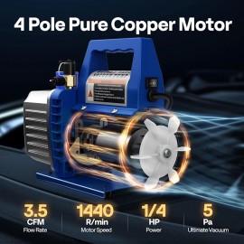 Unbranded AC Manifold Gauge Set Combo 3.5 CFM 1/4HP Air Vacuum Pump HVAC + Thermometer - Vacuum Pump Only