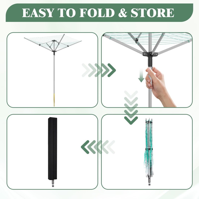 FWTRMRC Outdoor Umbrella Drying Rack 165 Feet Umbrella Clothesline with