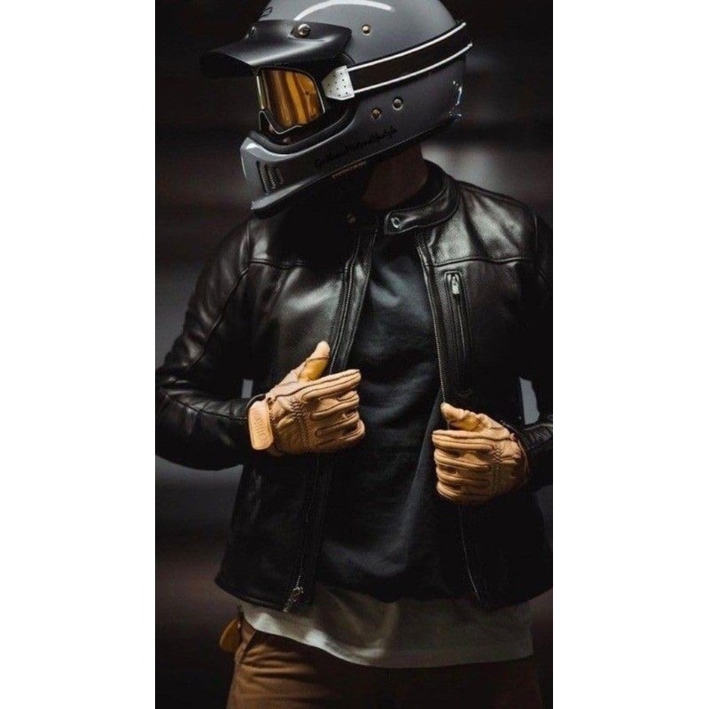 GearX Soft Aniline Leather Fashion Motorcycle Gloves Distressed, Garage Bobber