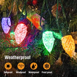btfarm C9 Christmas Lights Outdoor Color Changing, 83.6 FT 50 LED Strawberry String Lights with Remote, Plug-in Waterproof Connectable C9 String Lights for Indoor Outdoor Party House Xmas Decorations
