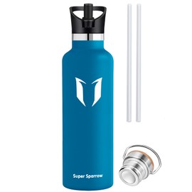Super Sparrow Stainless Steel Water Bottle -620ml- Vacuum Insulated Metal Water Bottle - Standard Mouth Flask - BPA Free - Ideal Straw Water Bottle for Work, Gym, Travel, Sports