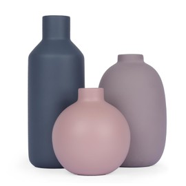 Ceramic Modern Farmhouse Vase, Set of 3 for Table, Living Room, Shelf, Bookshelf and Entryway Décor (Morandi)