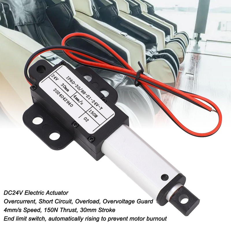 24 VDC Electric Linear Actuator, 30 mm Stroke, Linear Push