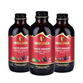 Immunia Urinary Health. Cranberry & Elderberry Concentrate. Fruits from Canada. Natural Antioxidant. Delicious Taste. 5 ml/Day. 3-Pack