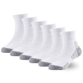 Marchare Boys Crew Socks Kids Cushioned Quarter Socks 5-7 Years Girls Thick Cotton Athletic Socks Black 6 Pack
