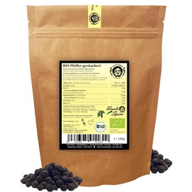 UNCLE SPICE® BIO Rauchpfeffer schwarz - Geräucherter Pfeffer 120g –ganze Körner – Premium BBQ Gewürz, Grillpfeffer, Pfeffer aus ÖKO-Anbau – Ideal für Fleisch, Fisch, Gemüse & Marinaden, DE-ÖKO-005