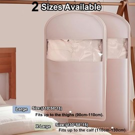 Space Saving Hanging Garment Bag with Self Compression Zipper Saver Clothes Bags for Down Coat Dust Cover Storage Wardrobe & Travel Closet Organizers (L)