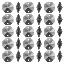 PATIKIL K9 Crystal Octagon Beads 2 Holes Pendants, 100 Pack 14mm Chandelier Prisms Parts Ornaments Hanging Beads for DIY Arts Crafts Decoration, Clear Black