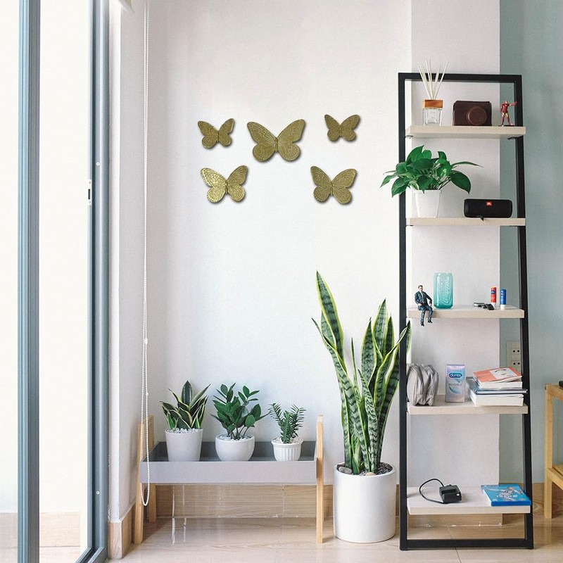Butterfly Wall Decor Rustic Gold Wall Hangings Resin Butterflies Wall