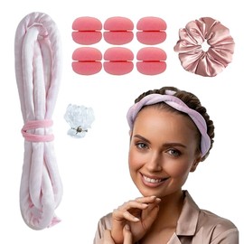 TOEECY Haare Locken Ohne Hitze Heatless Curls Set Mit Curlingkugeln Und Curling Ringe Haarwickler über Nacht Hair Roller Friseurwerkzeuge Hitzefreie Lockenwickler Für Damen(Rosa)