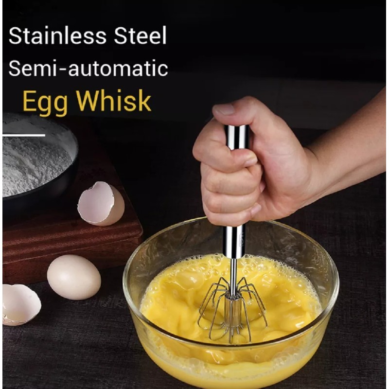 TIKA Semi-Automatic Egg Whisk – Stainless Steel Hand Push Beater