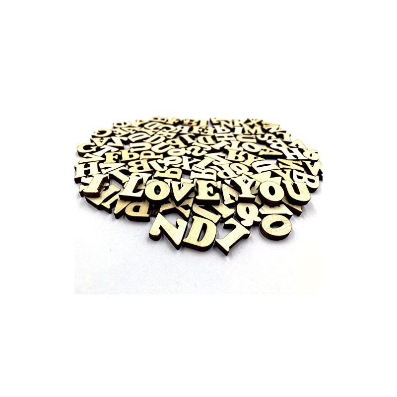 Aliotech 100Pcs 0.6inch Natural Wooden Letters for DIY Crafts