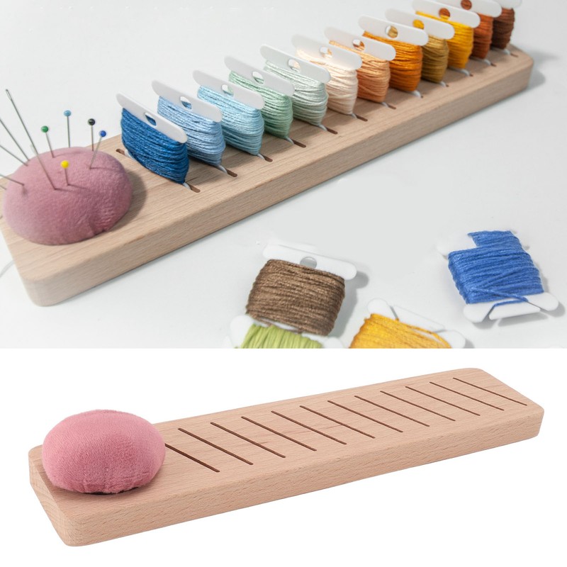 Embroidery Floss Bobbin Rack 12 Positions DIY Beech Wood Floss