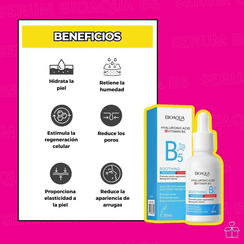 Bioaqua Sérum Vitamina B5 y Ácido Hialurónico, Antiarrugas, Piel Mixta
