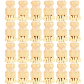 24 Pack Bamboo Dish Scrub Brushes Set Kitchen Brushes Scrubber Pot Pans Cleaning Sisal Bristles Wooden Brushes for Iron Pot Dishwashing Sink Vegetables