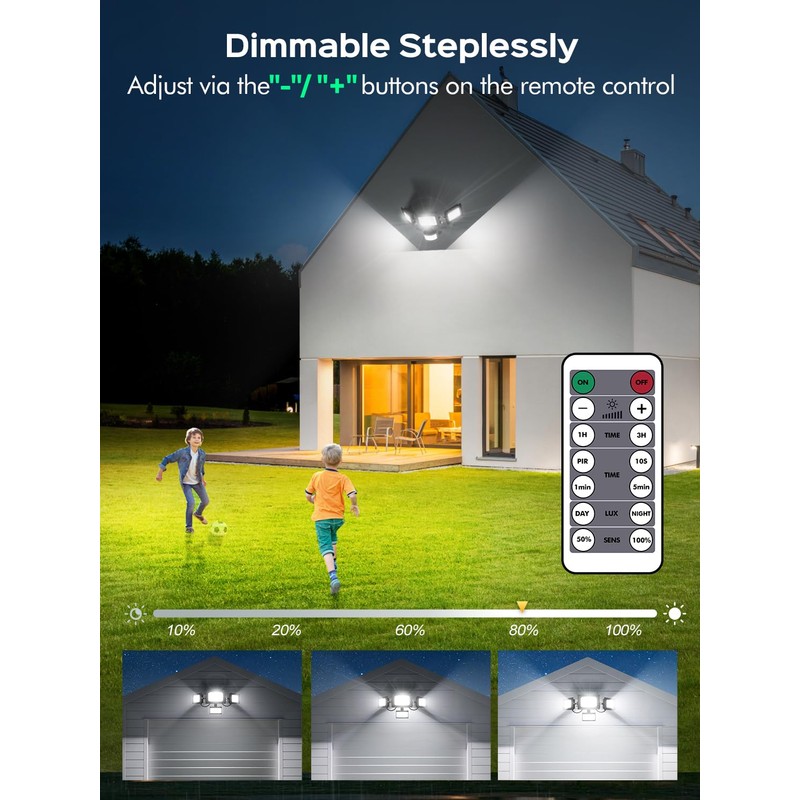 100W Security Lights Outdoor Motion Sensor,10000LM PIR Floodlight with Remote