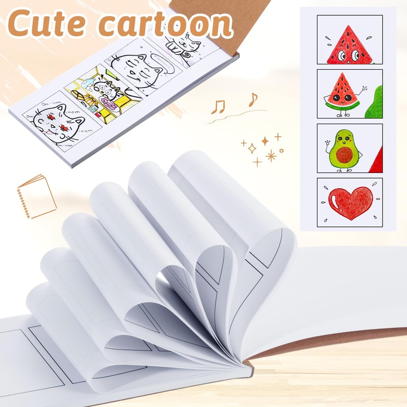 Colarr 4 Pcs Mini Blank Comic Book Kraft Grid 7.3