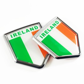 Newperlite Ireland Flag Decal Sticker Car Emblem Irish Flag Car Decoration Accessories Chrome Shield for Truck Vehicles Cars, 2 Pack