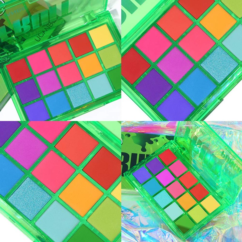 UCANBE Bright Colorful Neon Rainbow Makeup Eyeshadow Palette 15 Shades