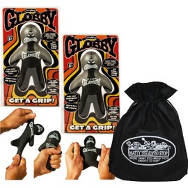 Schylling Globby Guy (Get A Grip & Stretch to Remove Stress) Gift Set Bundle with Exclusive Matty's Toy Stop Storage Bag - 2 Pack