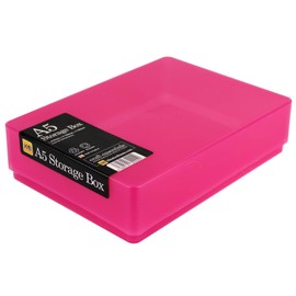 WestonBoxes A5 Plastic Craft Storage Boxes with Lids for Art Supplies, Paper and Card - 1.8 Litre Volume (Pink, Pack of 10)