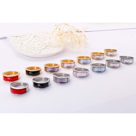 HIJONES Women's and Men's Stainless Steel with Large Stone CZ Rings Wedding Promise, Metal, Cubic Zirconia