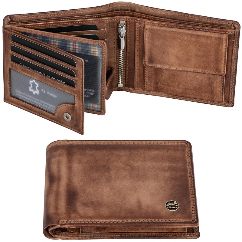 Fa.Volmer Men's Leather Wallet with RFID Protection - Extra Sturdy